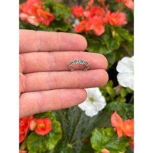 Sterling Silver Adjustable Oxidized Flower Toe Ring